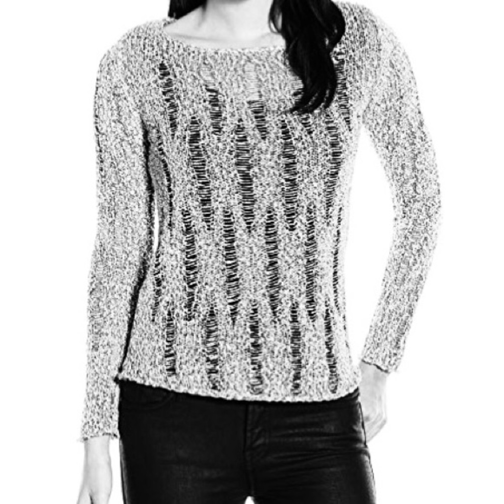 Jessica Simpson Black & White Open Knit Sweater